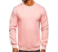 BOLF Hombre Sudadera sin Capucha Pulóver Liso Blusa Sweater Jersey Suéter Sweatshirt de Algodón Outdoor Deporte Entrenamiento Básico Ocio Estilo Deportivo 2001 Rosa Claro XL [1A1]