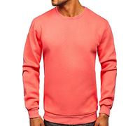 BOLF Hombre Sudadera sin Capucha Pulóver Liso Blusa Sweater Jersey Suéter Sweatshirt de Algodón Outdoor Deporte Entrenamiento Básico Ocio Estilo Deportivo 2001 Coral XL [1A1]