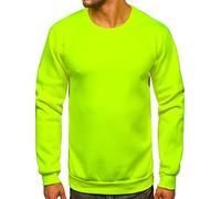 BOLF Hombre Sudadera sin Capucha Pulóver Liso Blusa Sweater Jersey Suéter Sweatshirt de Algodón Outdoor Deporte Entrenamiento Básico Ocio Estilo Deportivo 2001 Amarillo-Fluorescente L [1A1]