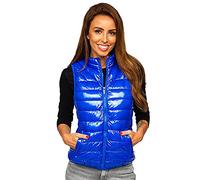 BOLF Mujer Chaleco acolchado Cierre de cremallera Chaleco sin Manga Plumas Cazadora Ropa de Abrigo Entrenamiento Fitness Outdoor Deporte Ocio Estilo Deportivo R0107A Azul XL [U1U]