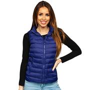 BOLF Mujer Chaleco acolchado Cierre de cremallera Chaleco sin Manga Plumas Cazadora Ropa de Abrigo Entrenamiento Fitness Outdoor Deporte Ocio Estilo Deportivo 23077 Azul Oscuro M [U1U]