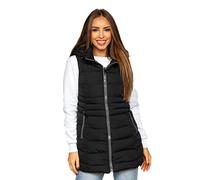 BOLF Mujer Chaleco acolchado Cierre de Cremallera Largo Chaleco sin Manga Plumas Cazadora Ropa de Abrigo Entrenamiento Fitness Outdoor Deporte Ocio Estilo Deportivo 7040 Negro L [U1U]
