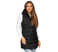 BOLF Mujer Chaleco acolchado Cierre de Cremallera Largo Chaleco sin Manga Plumas Cazadora Ropa de Abrigo Entrenamiento Fitness Outdoor Deporte Ocio Estilo Deportivo 7044 Negro L [U1U]