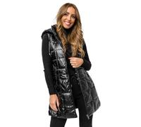 BOLF Mujer Chaleco acolchado Cierre de Cremallera Largo Chaleco sin Manga Regular Fit Fitness Outdoor Ocio Estilo Deportivo 16M9123 Negro M [U1U]