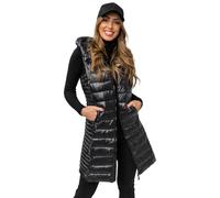 BOLF Mujer Chaleco acolchado Cierre de Cremallera Largo Chaleco sin Manga Regular Fit Fitness Outdoor Ocio Estilo Deportivo 16M9113 Negro M [U1U]