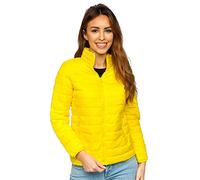 BOLF Mujer Chaqueta acolchada de Entretiempo Cierre de Cremallera Cazadora Ropa de Abrigo Plumas Transirable Cortavientos Jacket Outdoor Ocio Estilo Diario 1141 Amarillo L [D4D]