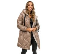 BOLF Mujer Chaqueta acolchada de Invierno Larga con Capucha Abrigo Cierre de Cremallera Jacket Cazadora Deporte Ocio Estilo Estilo Casual 5M3189 Camel L [D4D]