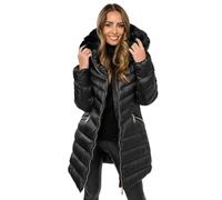 BOLF Mujer Chaqueta acolchada de Invierno Larga con Capucha Cierre de Cremallera Plumas Jacket Ocio Estilo Estilo Deportivo 5M3162 Negro XL [D4D]