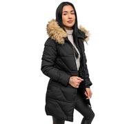 BOLF Mujer Chaqueta de Invierno Lisa con Capucha Cierre de Cremallera Plumas Jacket Zip Ocio Estilo Estilo Deportivo 16M9099 Negro-Marron XL [D4D]