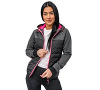 BOLF Mujer Chaqueta deportiva de Entretiempo con Capucha Cierre de Cremallera Cazadora Ropa de Abrigo Plumas Cortavientos Jacket Outdoor Ocio Estilo Diario KSW4002 Negro S [D4D]