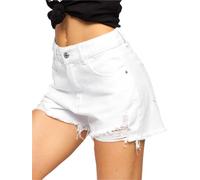 BOLF Mujer Pantalón Corto Vaquero Jeans Denim Shorts Bermudas Pantalón de Algodón Pantalón de Ocio Corto Rotos Tejano Verano Slim Fit Estilo Urbano A63 Blanco M [G7G]