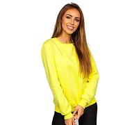 BOLF Mujer Sudadera Cerrada Básica Pulóver Suéter Blusa Jersey Sudadera de Algodón Estilo Deportivo W01 Amarillo L [A1A]
