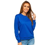 BOLF Mujer Sudadera Cerrada Básica Pulóver Suéter Blusa Jersey Sudadera de Algodón Estilo Deportivo WB11002 Azul S [A1A]