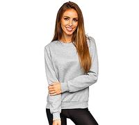 BOLF Mujer Sudadera Cerrada Básica Pulóver Suéter Blusa Jersey Sudadera de Algodón Estilo Deportivo W01 Gris XL [A1A]