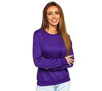 BOLF Mujer Sudadera Cerrada Básica Pulóver Suéter Blusa Jersey Sudadera de Algodón Estilo Deportivo W01 Violeta S [A1A]