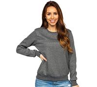 BOLF Mujer Sudadera Cerrada Básica Pulóver Suéter Blusa Jersey Sudadera de Algodón Estilo Deportivo W01 Grafito XL [A1A]