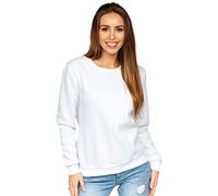 BOLF Mujer Sudadera Cerrada Básica Pulóver Suéter Blusa Jersey Sudadera de Algodón Estilo Deportivo W01 Blanco L [A1A]