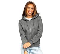 BOLF Mujer Sudadera con Capucha Cierre de Cremallera Jersey Blusa Suéter Sweatshirt de Manga Larga Jacket Fitness Deporte Outdoor Estilo Diario W03B Grafito S [A1A]