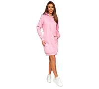 BOLF Mujer Sudadera Larga con Capucha Cerrada Pulóver de Algodón Jersey Vestido Blusa con Bolsillo Suéter Hoodie Un Tejido Cómodo Y Suave Estilo Deportivo YS10005 Rosa Claro M [A1A]