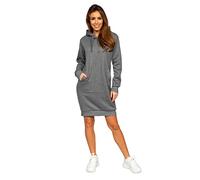 BOLF Mujer Sudadera Larga con Capucha Cerrada Pulóver de Algodón Jersey Vestido Blusa con Bolsillo Suéter Hoodie Un Tejido Cómodo Y Suave Estilo Deportivo YS10005 Grafito M [A1A]