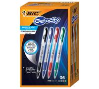 Bolνgrafo de gel BIC Gel-ocity Smooth Stic, punta fina (0,5 mm), colores surtidos, 36 unidades de tinta de gel vibrante y suave (paquete de 1)