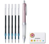 Bolgrafo Uni Alpha-Gel Jetstream de 0,7 mm, cuerpo rosa, tinta negra (SXN1000071P13) + juego de 5 recambios de tinta (SXR-7.24) y notas adhesiva