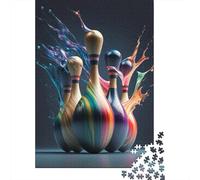 Boliches Coloridos Puzzle de 1000 Piezas Papel para Adultos Arte Dinámico Juego de Puzzle 1000 Piezas Relajante Enfoque Decorativo Familiar 38x26cm/1000pcs