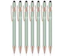 Bolígrafo 2 en 1 con punta de lápiz capacitivo, lápices de metal para pantallas táctiles, tinta negra de 1,0 mm, bolígrafo retráctil, escritura suave, para compañeros de trabajo (verde)