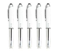 Bolígrafo 3 en 1 con linterna LED multifuncional con luz de antorcha y punta de bolígrafo para dispositivos de pantalla táctil/papel (tinta negra, blanco)