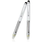 Bolígrafo 3 en 1 con luz LED, multifuncional, con luz y tinta negra, para escribir en la oscuridad (paquete de 2, blanco)