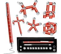 Bolígrafo antiestrés de gel, regalos divertidos para adolescentes y niños, para aliviar el estrés, bolígrafos multifuncionales, juguetes magnéticos (rojo)