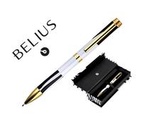 Boligrafo Belius Dualita Cuerpo Blanco Color Negro Tinta Azul Caja De Diseño