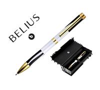 Boligrafo Belius Dualita Cuerpo Blanco Color Negro Tinta Azul Caja De Diseño