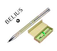 Boligrafo Belius Ink Dreams Aluminio Color Verde Matcha Y Rosa Plateado Frase Interior Tinta Azul Caja De Diseño