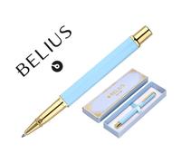 Boligrafo Belius Macaron Bliss Forma Hexagonal Color Celeste Y Dorado Tinta Azul Caja De Diseño