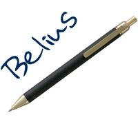 Bolígrafo Belius Postdam negro y dorado con tinta de gel azul de fibra de carbono en estuche - BELIUS