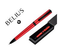 Boligrafo Belius Turbo Aluminio Color Rojo Y Negro Tinta Azul Caja De Diseño