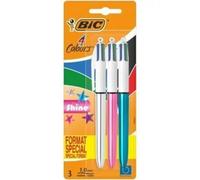 Bolígrafo Bic 4 Colors Shine 9122751 metálico retráctil cuatro tintas pack 3
