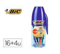 Boligrafo Bic Cristal Mega Tubo 16+4 Unidades Colores Surtidos 8 Azules / 5 Negros / 4 Rojos/ 3 Verdes