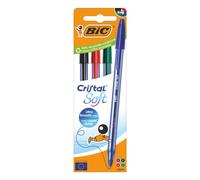 Bolígrafo BIC Cristal Soft Clip Surtido 4 Unidades Punta 1.2mm Tinta Aceite Secado Rápido