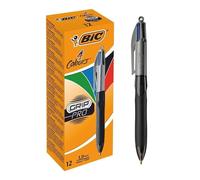 Bolígrafo BIC GRIP PRO 4 Colores Retráctil Gris y Negro