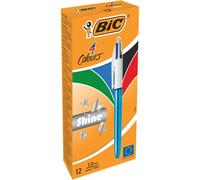 Bolígrafo Bic Shine Silver Blanco (12 Piezas) 12 unidad (Paquete de 1) azul