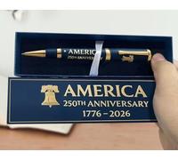 Bolígrafo conmemorativo del 250 aniversario, bolígrafo de aniversario, 250 años de libertad de América, 4 de julio de Estados Unidos (bolígrafo azul 250th America con caja)