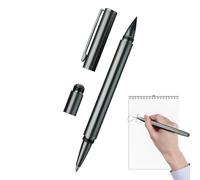 Bolígrafo de 0,5 mm de doble cabeza, tinta negra de punta fina, estética de metal 2 en 1, papelería para trabajo, oficina, escuela, profesor, estudiantes