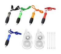 Bolígrafo De 5 Piezas Con Cordón, Con Recambios De 5 Piezas Y Cintas Correctoras De 2 Piezas, Bolígrafo De Prensa, Material De Aprendizaje Y De Oficina, Instrumentos De Escritura