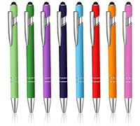 Bolígrafo de 8 piezas con punta de lápiz digital de tinta negra para pantallas táctiles, bolígrafo táctil de goma arcoíris colorido para tabletas y más