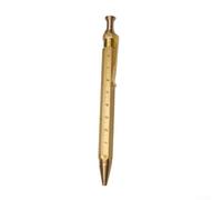 Bolígrafo de acción de perno de latón creativo con recambio G2, compatibilidad para negocios, oficina, estudiante, escritura profesional, experiencia suave, oro (con escala)