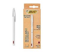 Bolígrafo de bola Bic recargable con cristal RE-NEW, 1 mm, rojo con 2 recambios