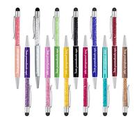 Bolígrafo de cristal personalizado - Lápiz óptico personalizado - Bolígrafos capacitivos para notas, pestañas, suministros de papelería escolar de oficina, con nombre, URL comercial - 24piezas