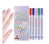 Bolígrafo de dibujo de uñas - Kit de lápiz de punta de precisión - 5 colores punta 0,5 mm Decoraciones punteadas Líneas Manicura | Para mujeres niñas principiantes y usuarios